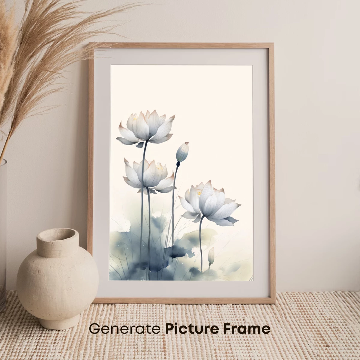 Elegant Lotus Serenity: Watercolor Blossoms in Harmony - Image 7