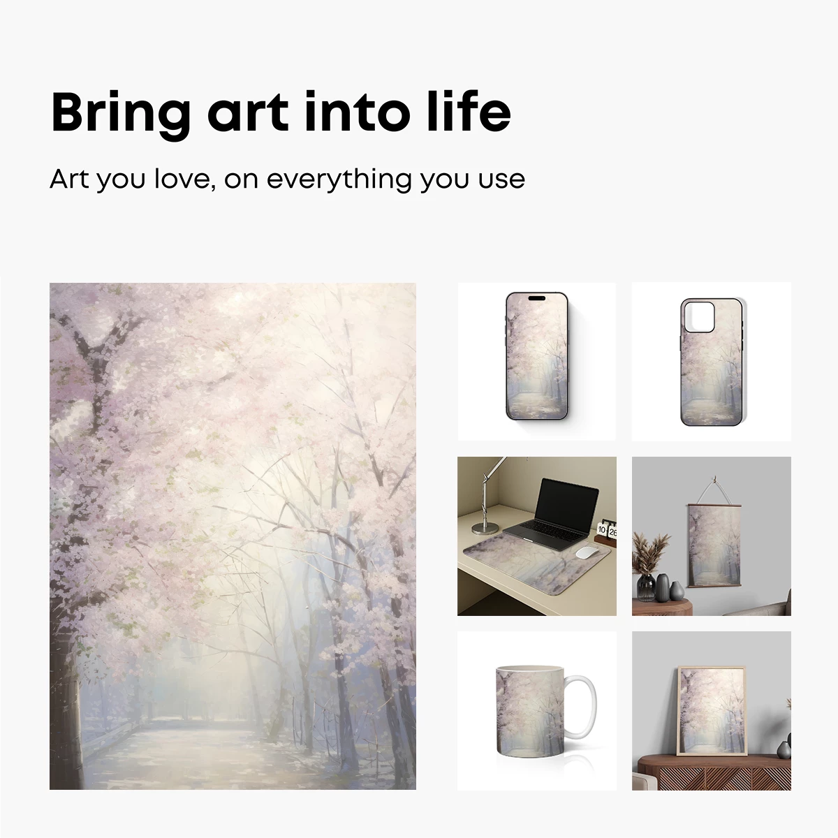 Cherry Blossom Whisper: Ethereal Forest Path - Image 2