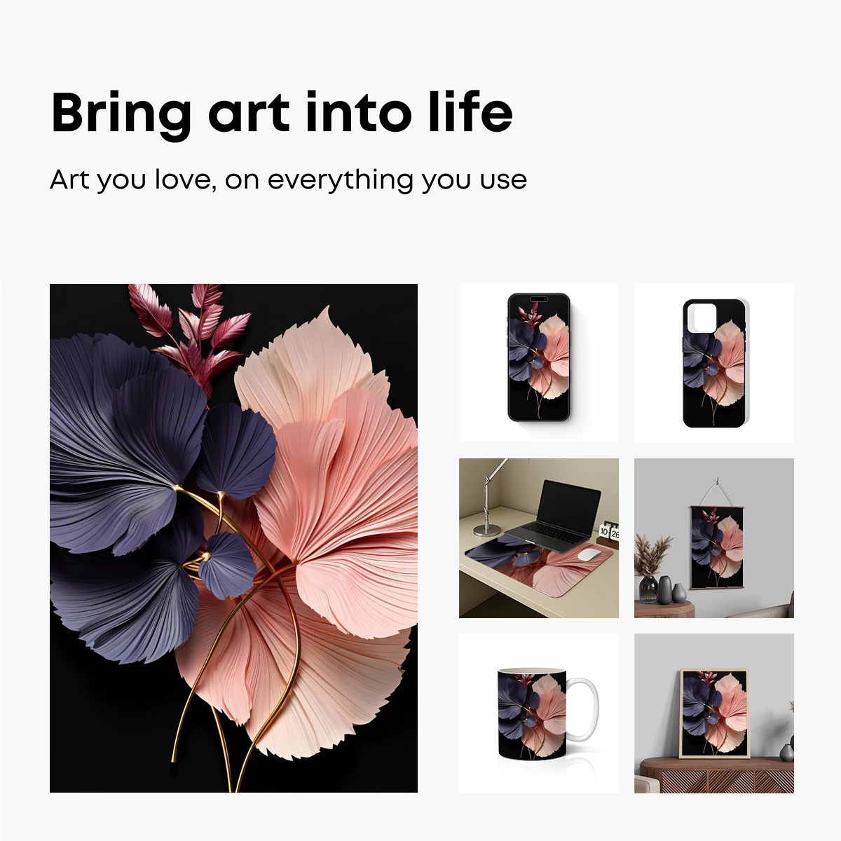 Elegant Fan-Leaf Duo: Modern Floral Artistry - Image 2