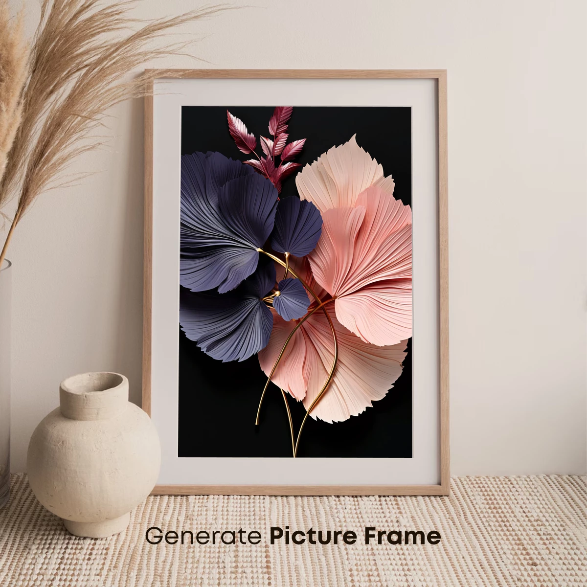 Elegant Fan-Leaf Duo: Modern Floral Artistry - Image 7