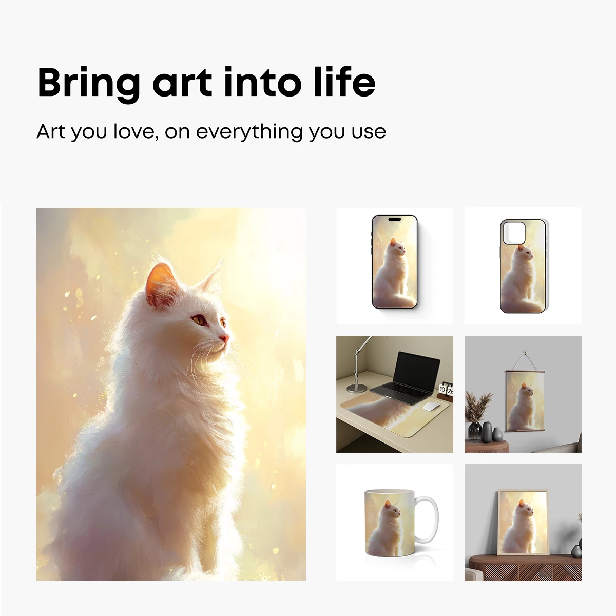 Ethereal White Cat in Golden Light - Image 2