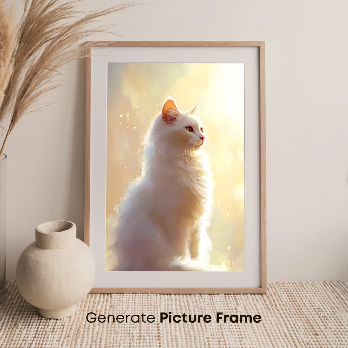 Ethereal White Cat in Golden Light - Image 7