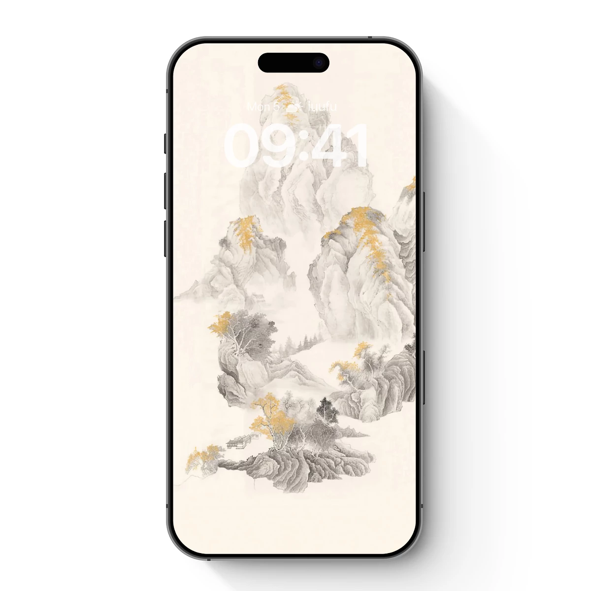 Golden Autumn Peaks: Ink Landscape Elegance