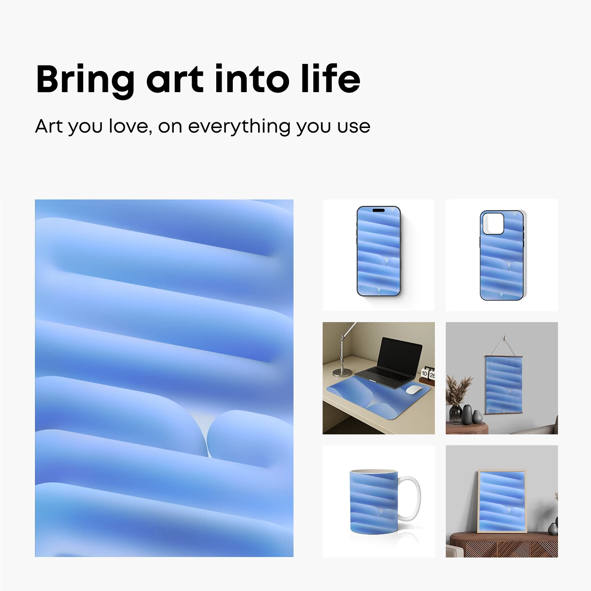 Ethereal Blue Waves: A Digital Sculpture Symphony