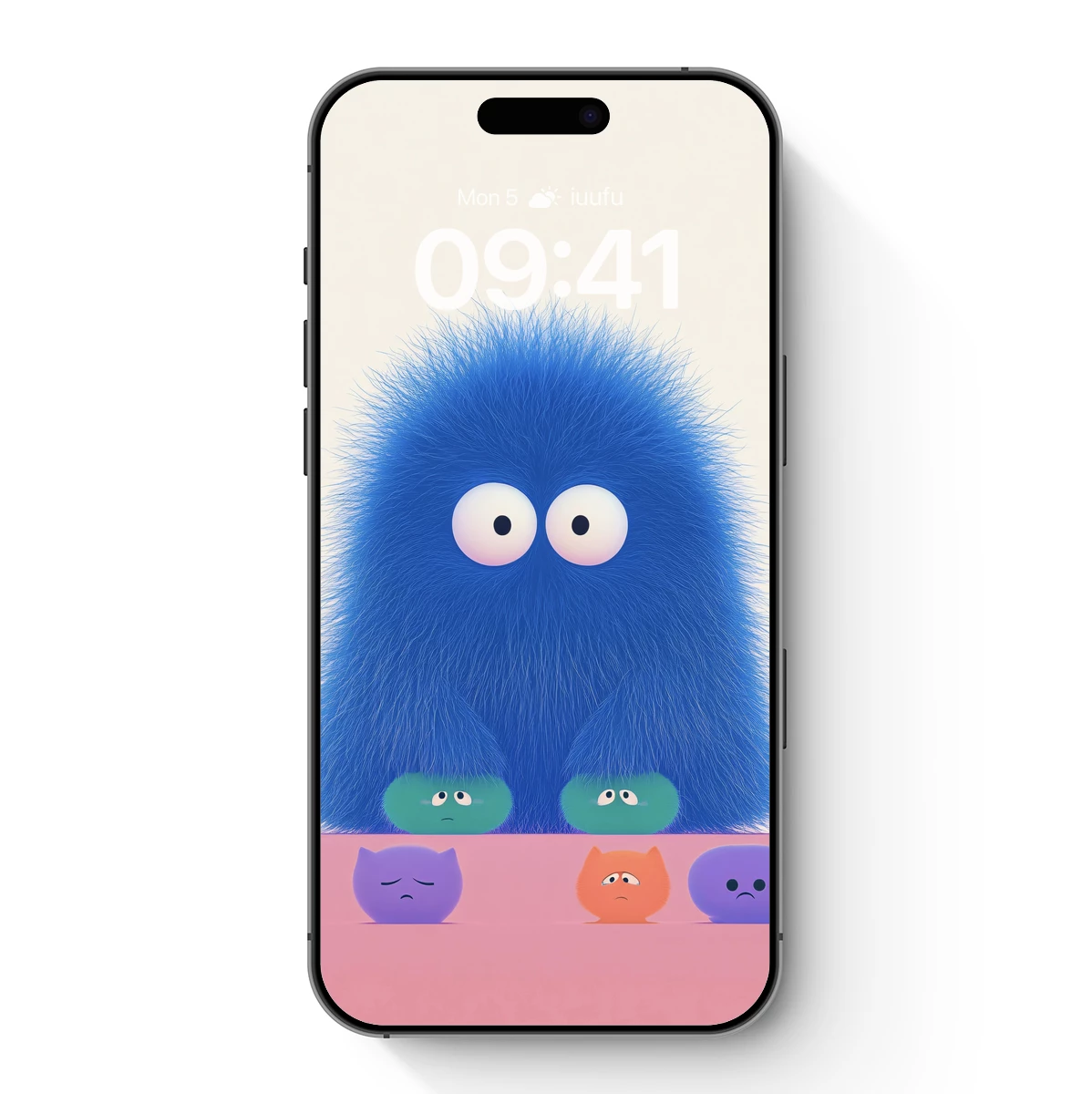 Fuzzy Blue Monster and Mini Friends