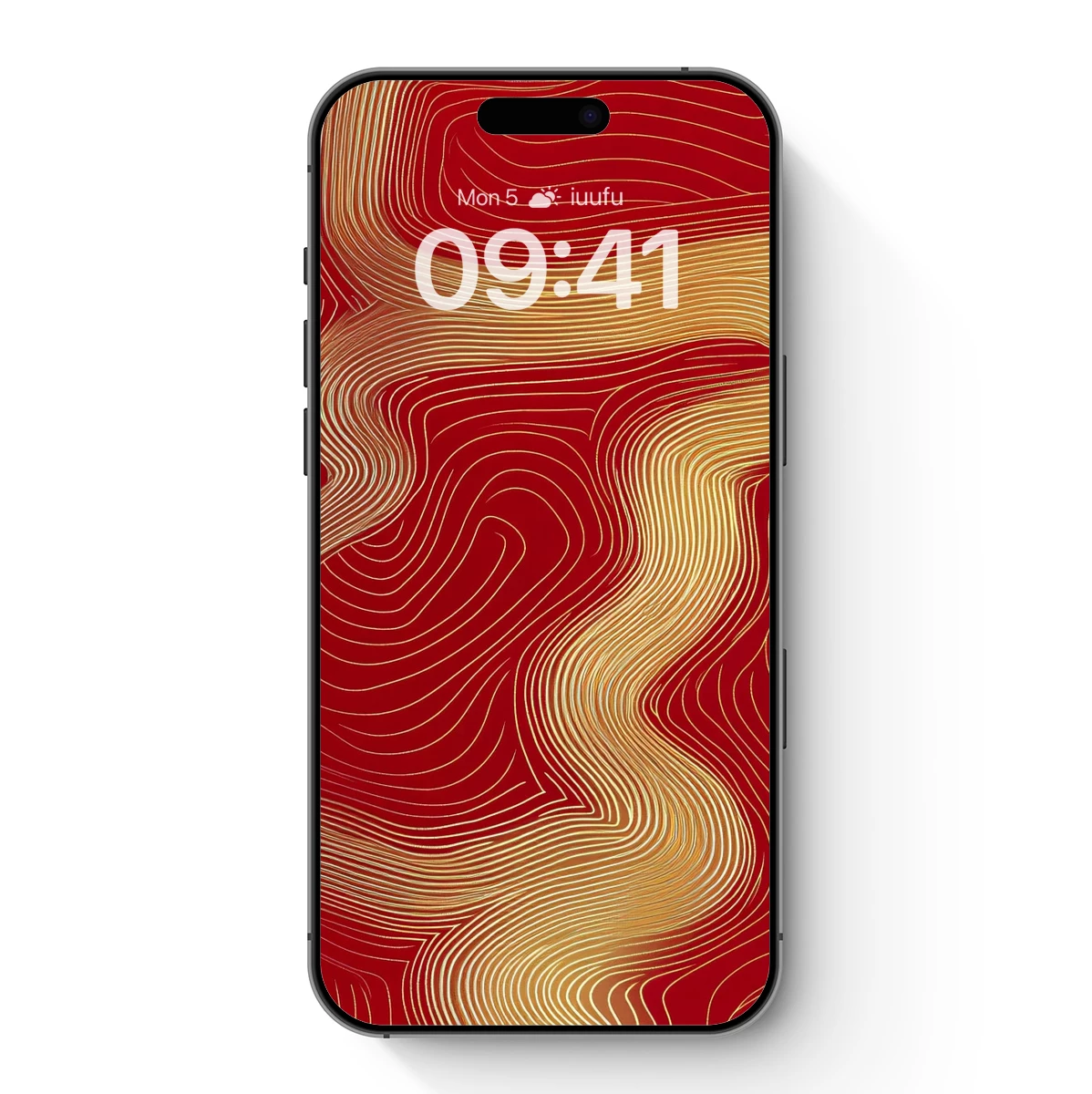 Crimson Waves: Abstract Topography in Gold