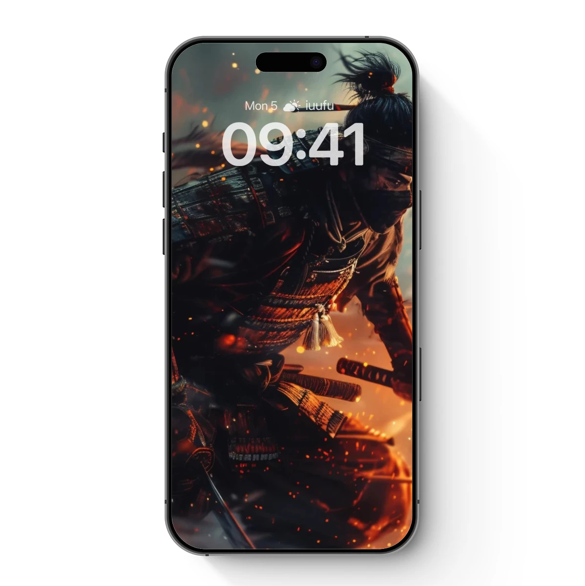 Samurai in Ember Storm: Dynamic Warrior Art