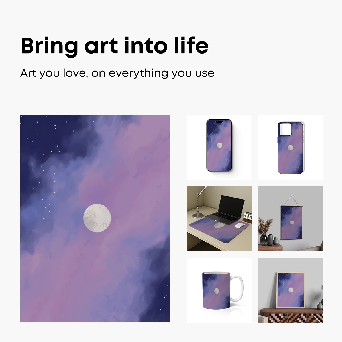 Ethereal Moonlit Sky: A Dreamy Celestial Palette - Image 2
