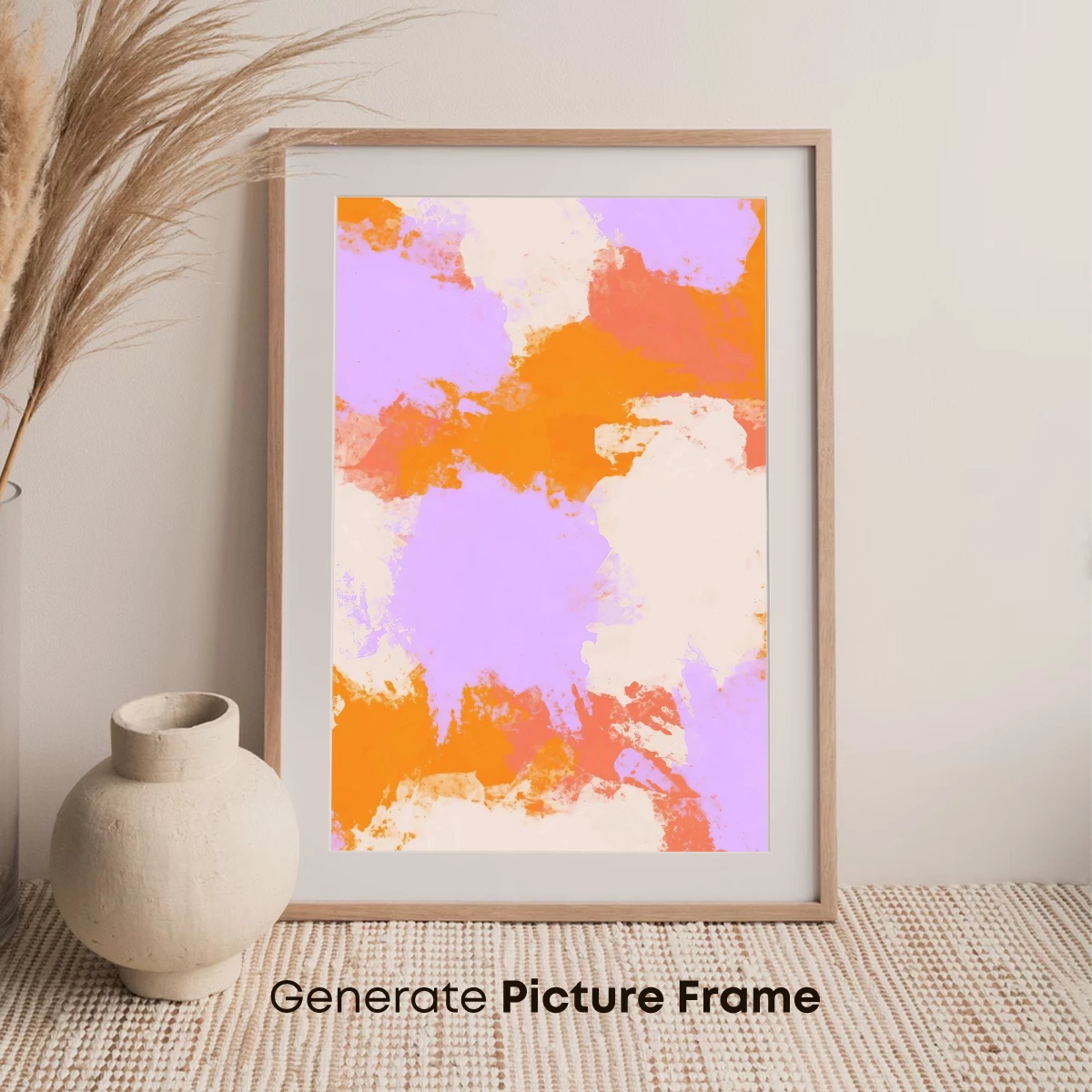 Vibrant Abstract Fusion: Orange and Lilac Harmony - Image 7