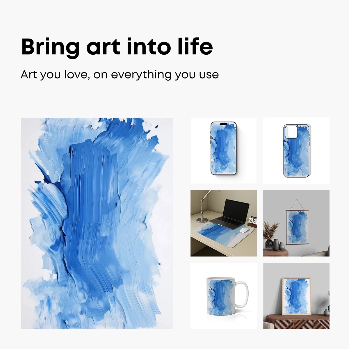 Blue Brushstroke Symphony: Abstract Artistry - Image 2