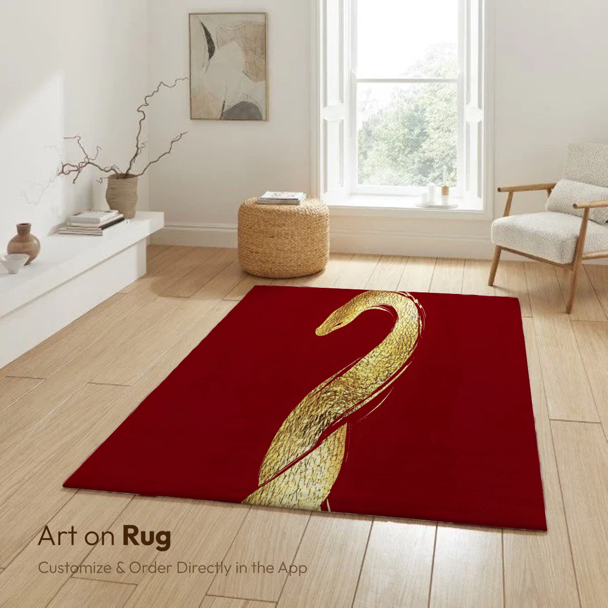 Golden Serpent on Crimson: Elegance Uncoiled - Image 5
