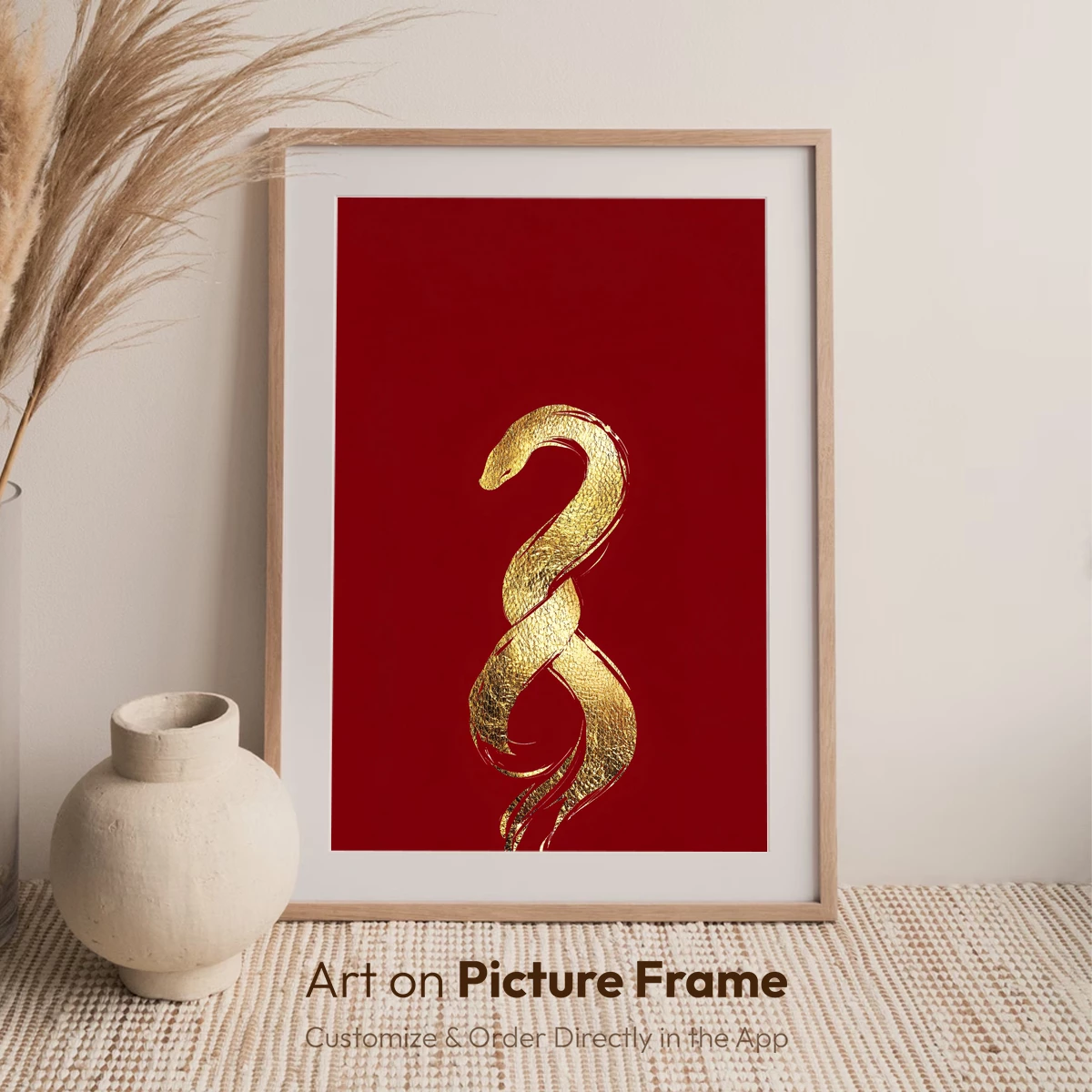 Golden Serpent on Crimson: Elegance Uncoiled - Image 6