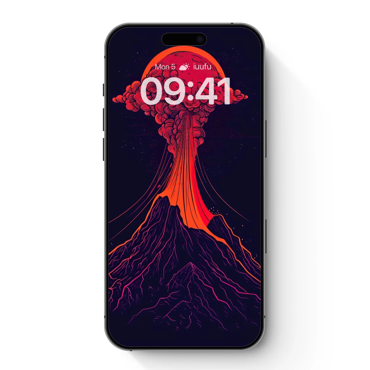 Erupting Volcano Under a Fiery Moon Erupting Volcano Under a Fiery Moon