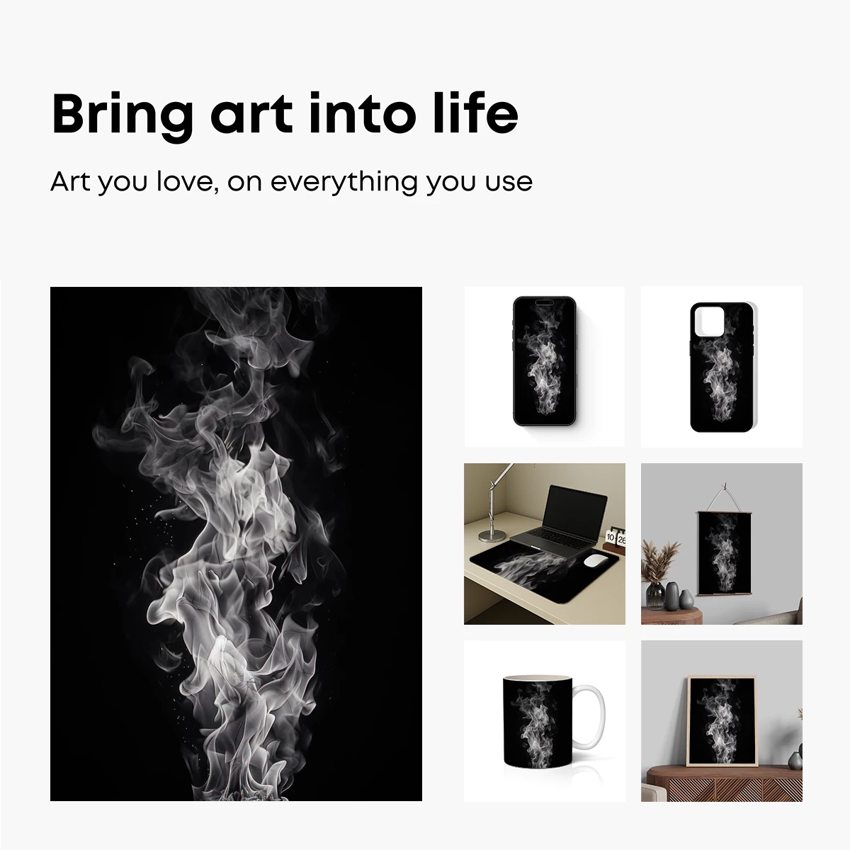 Ethereal Smoke Dance: Monochrome Elegance - Image 2
