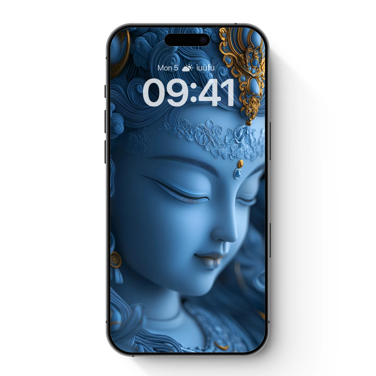 Ethereal Blue Divinity: Ornate Serenity in Sculpted Detail