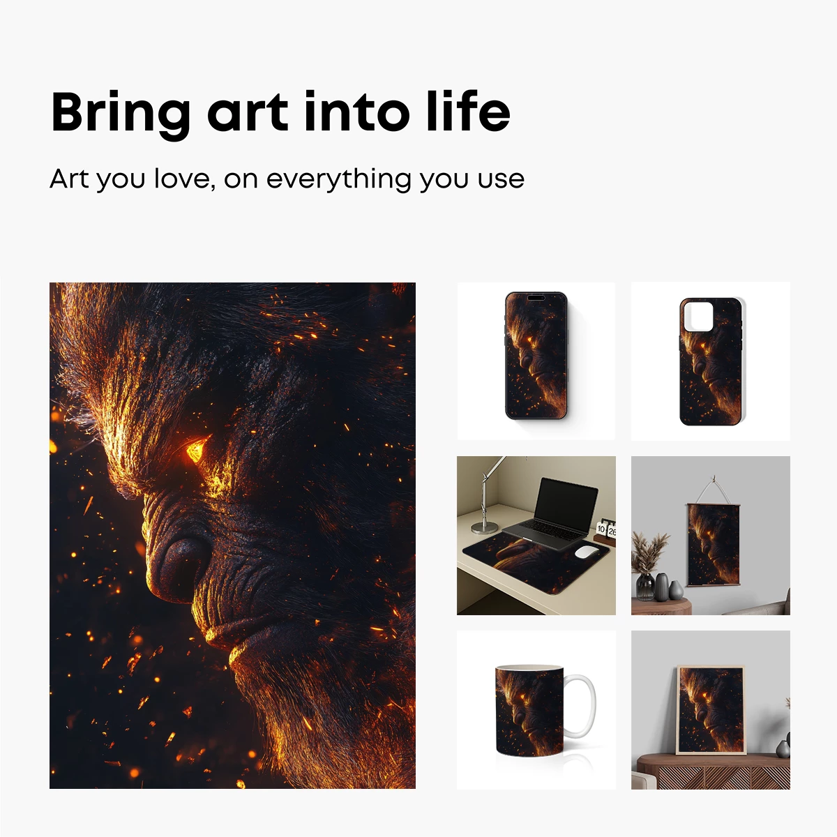 Fiery Ape: Mythic Beast in Ember Light - Image 2