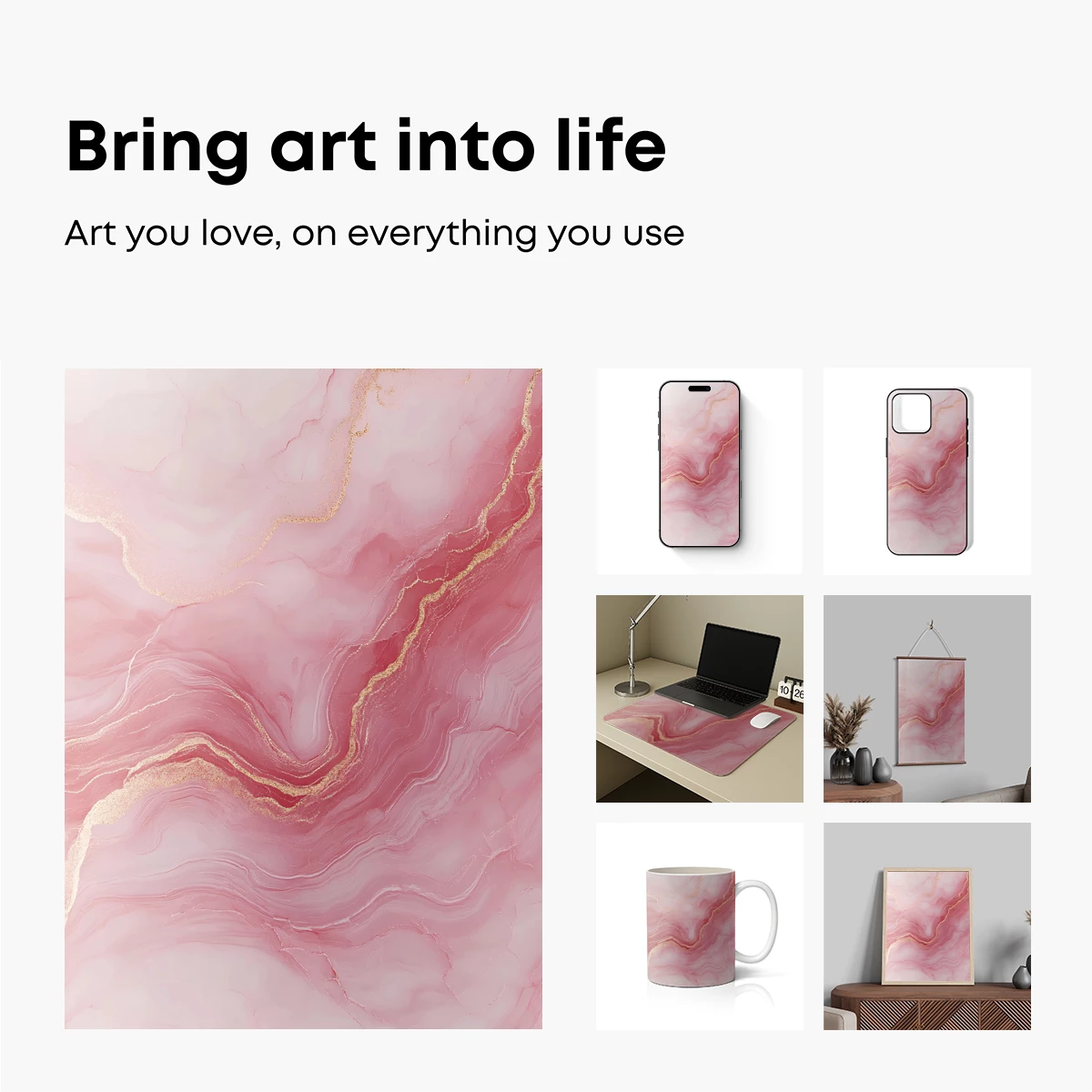 Blush Marble Elegance with Golden Veins - Image 2