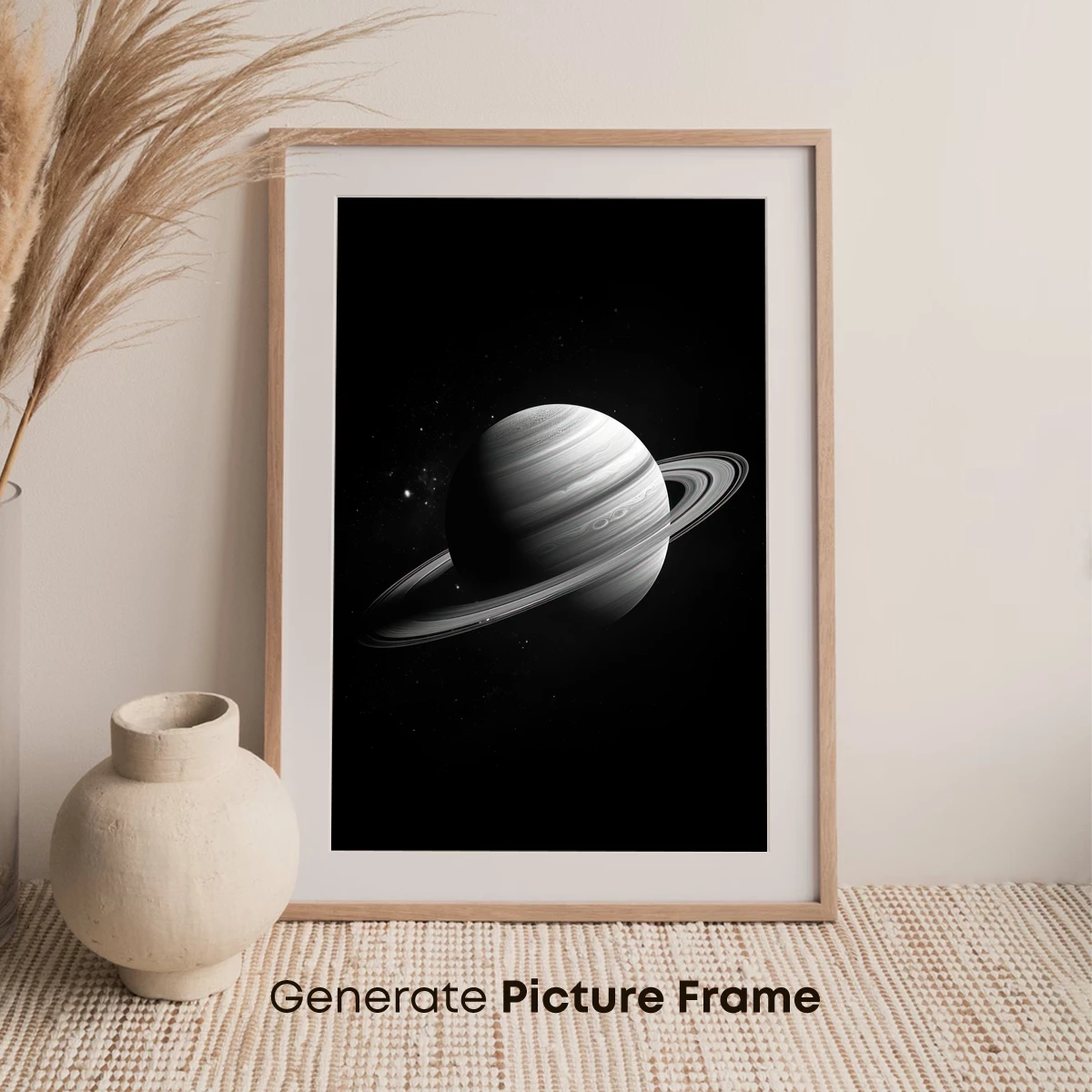 Eternal Saturn: Cosmic Elegance in Monochrome - Image 7