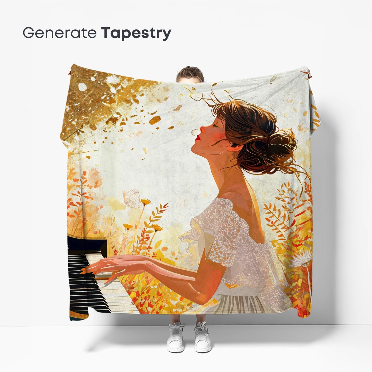 Autumnal Melody: Piano in the Floral Breeze - Image 5