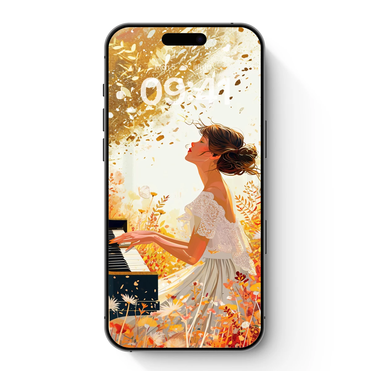 Autumnal Melody: Piano in the Floral Breeze