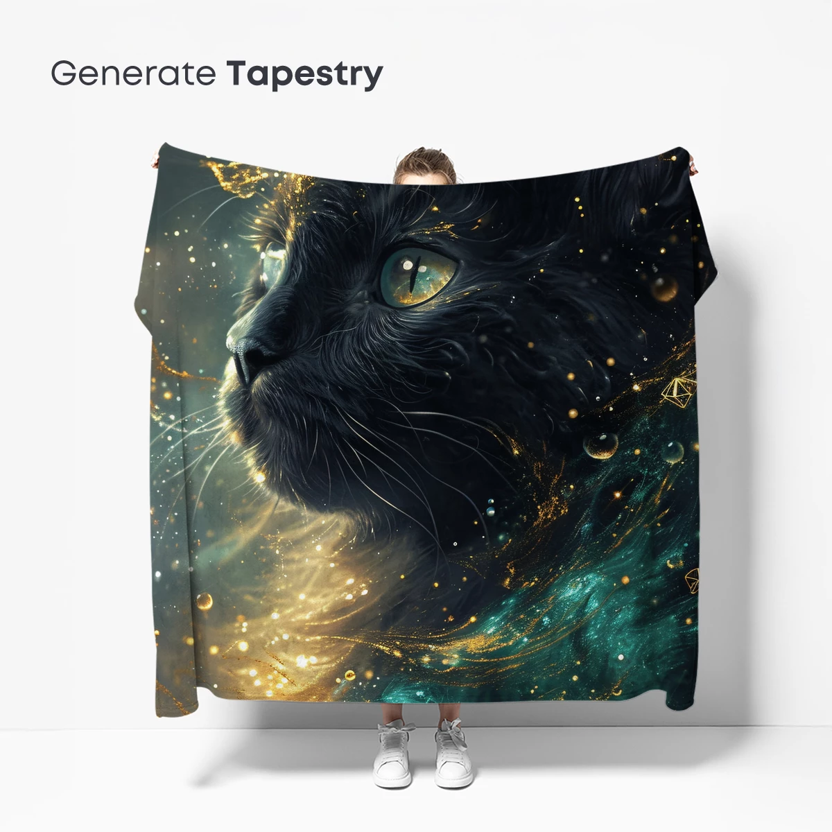 Cosmic Cat: Golden Whiskers in Stardust - Image 5