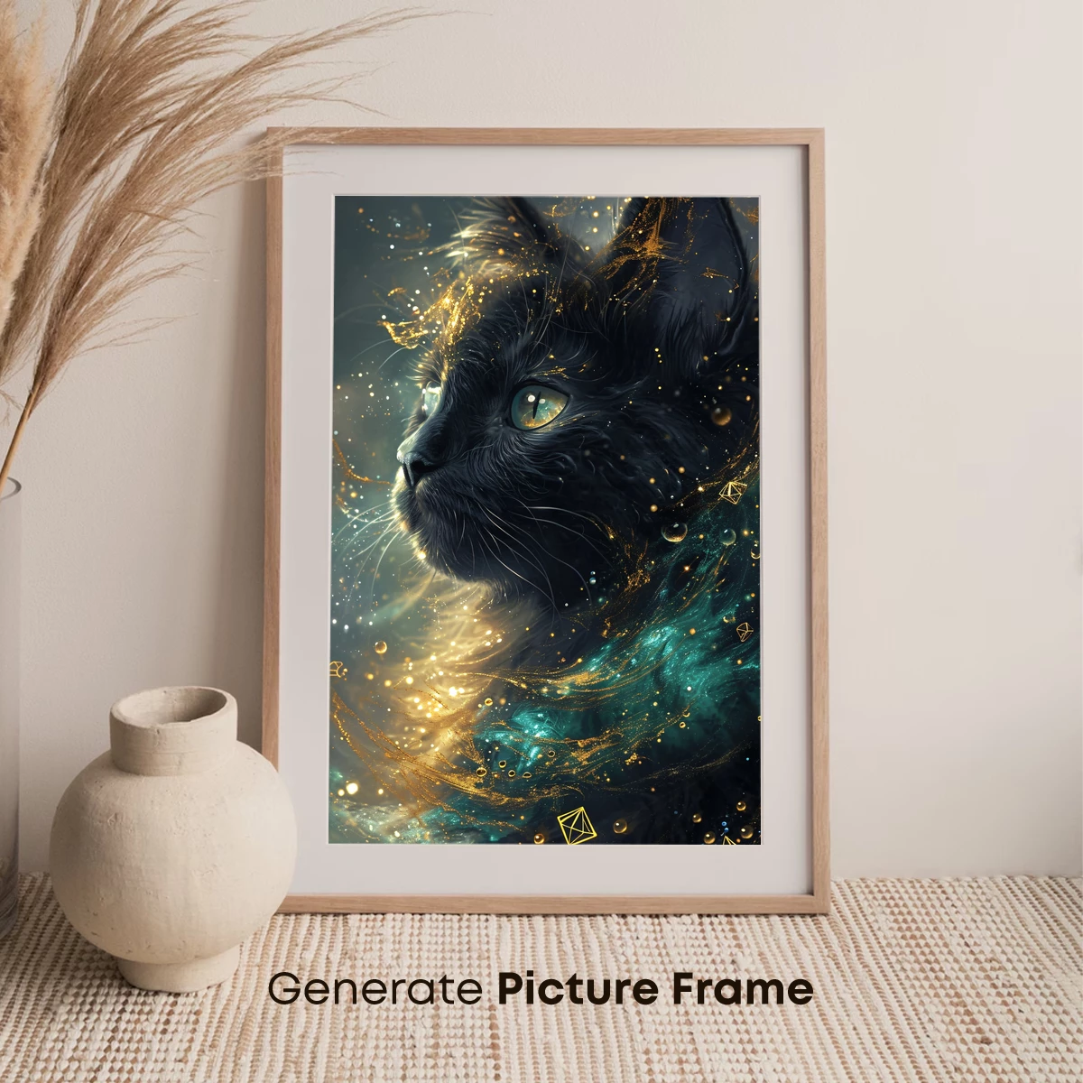 Cosmic Cat: Golden Whiskers in Stardust - Image 7