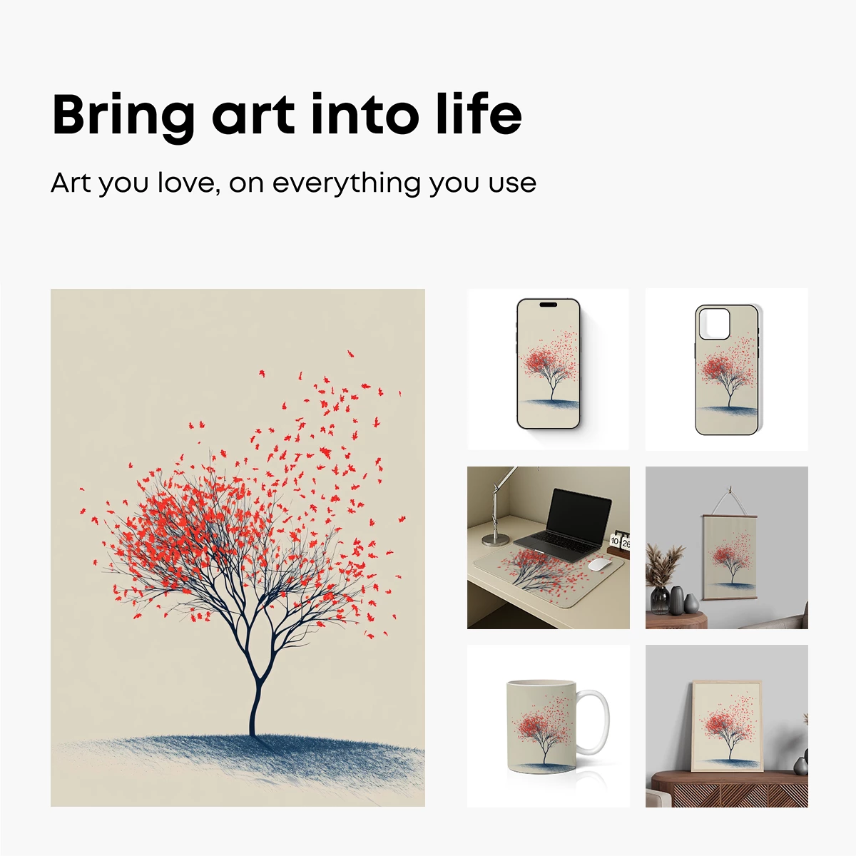 Autumn's Whisper: Tree of Falling Leaves