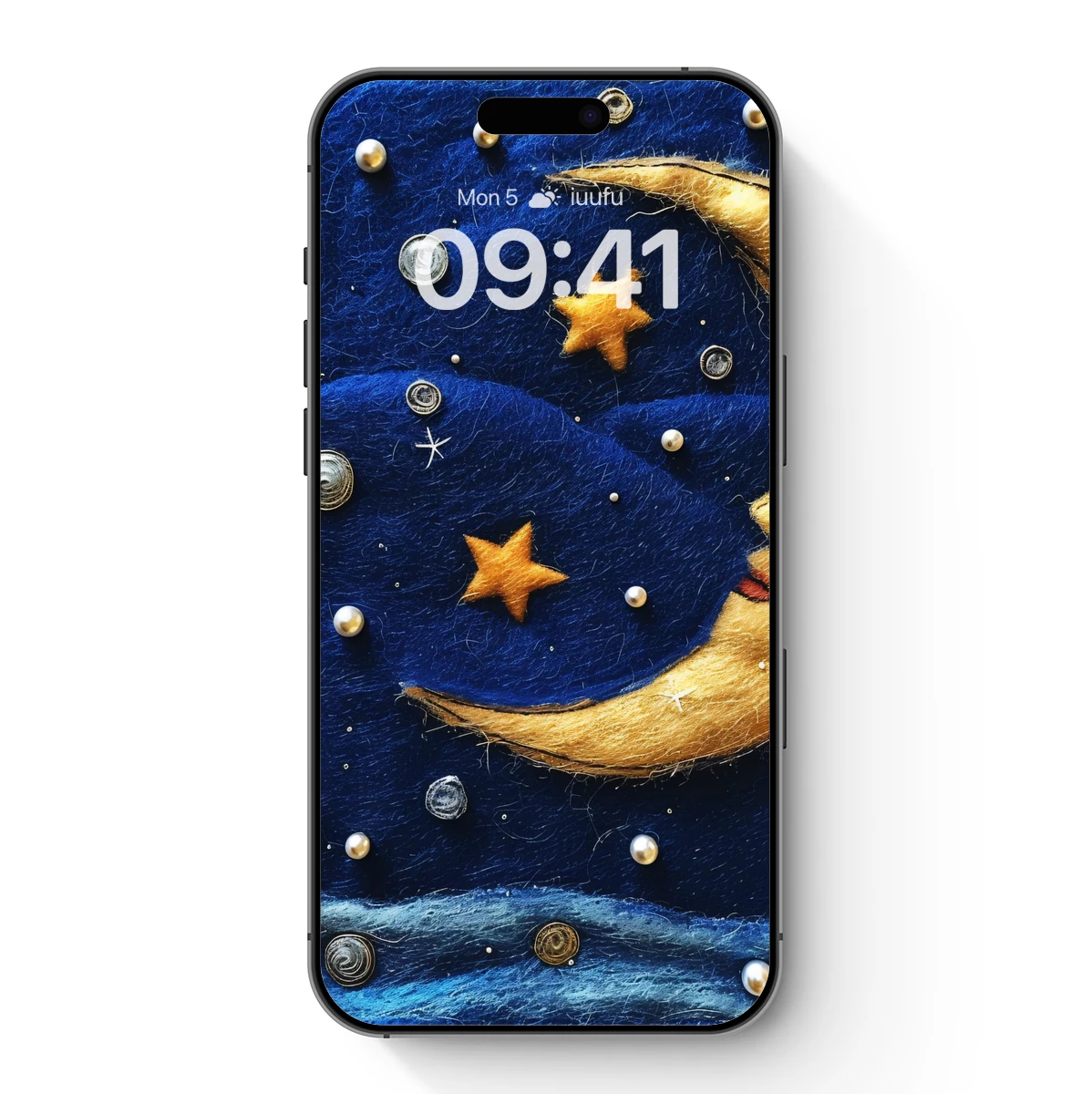 Dreamy Crescent Moon and Starry Night Sky