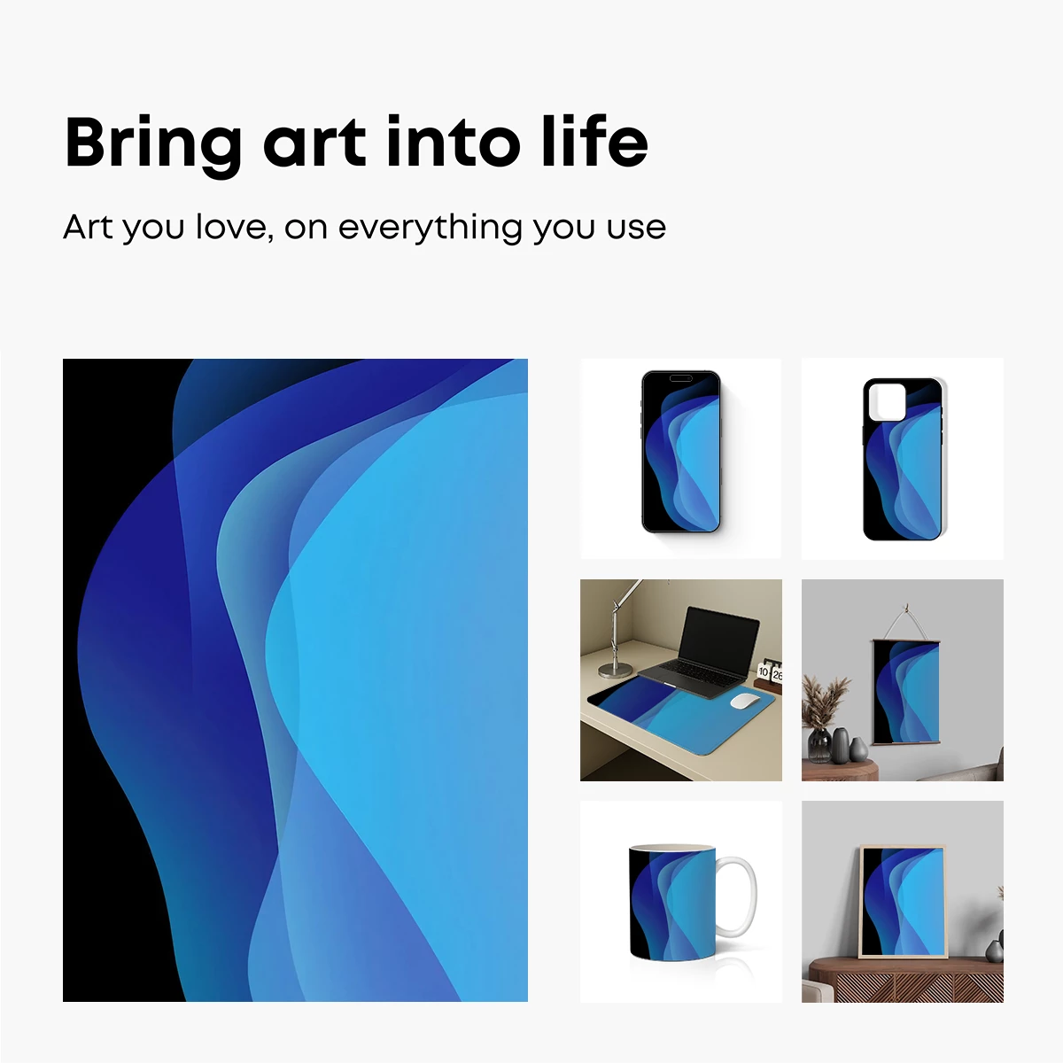 Fluid Blue Elegance: Abstract Waves in Harmony - Image 2