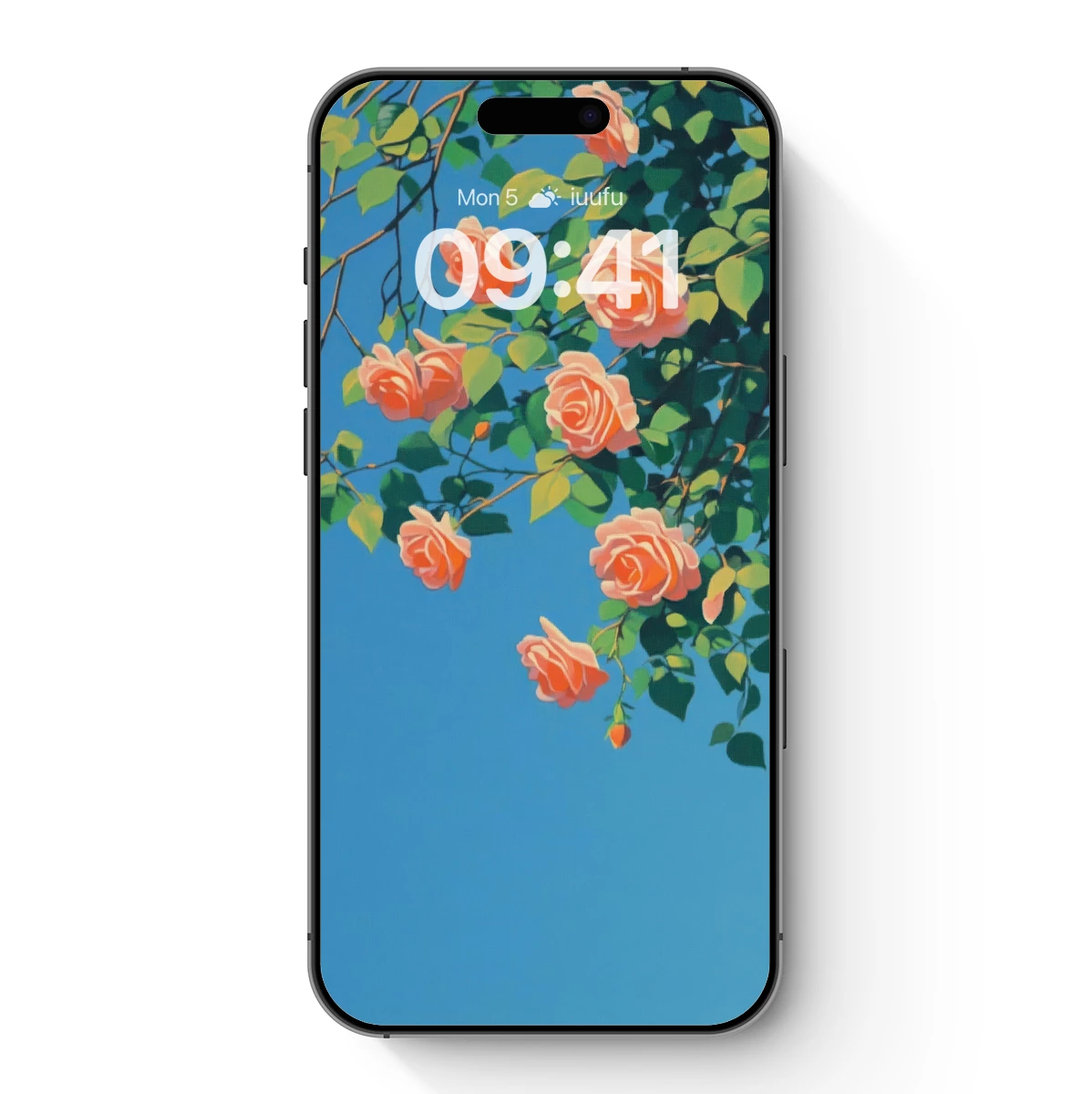 Blossoming Serenity: Peach Roses Against Azure Sky Blossoming Serenity: Peach Roses Against Azure Sky