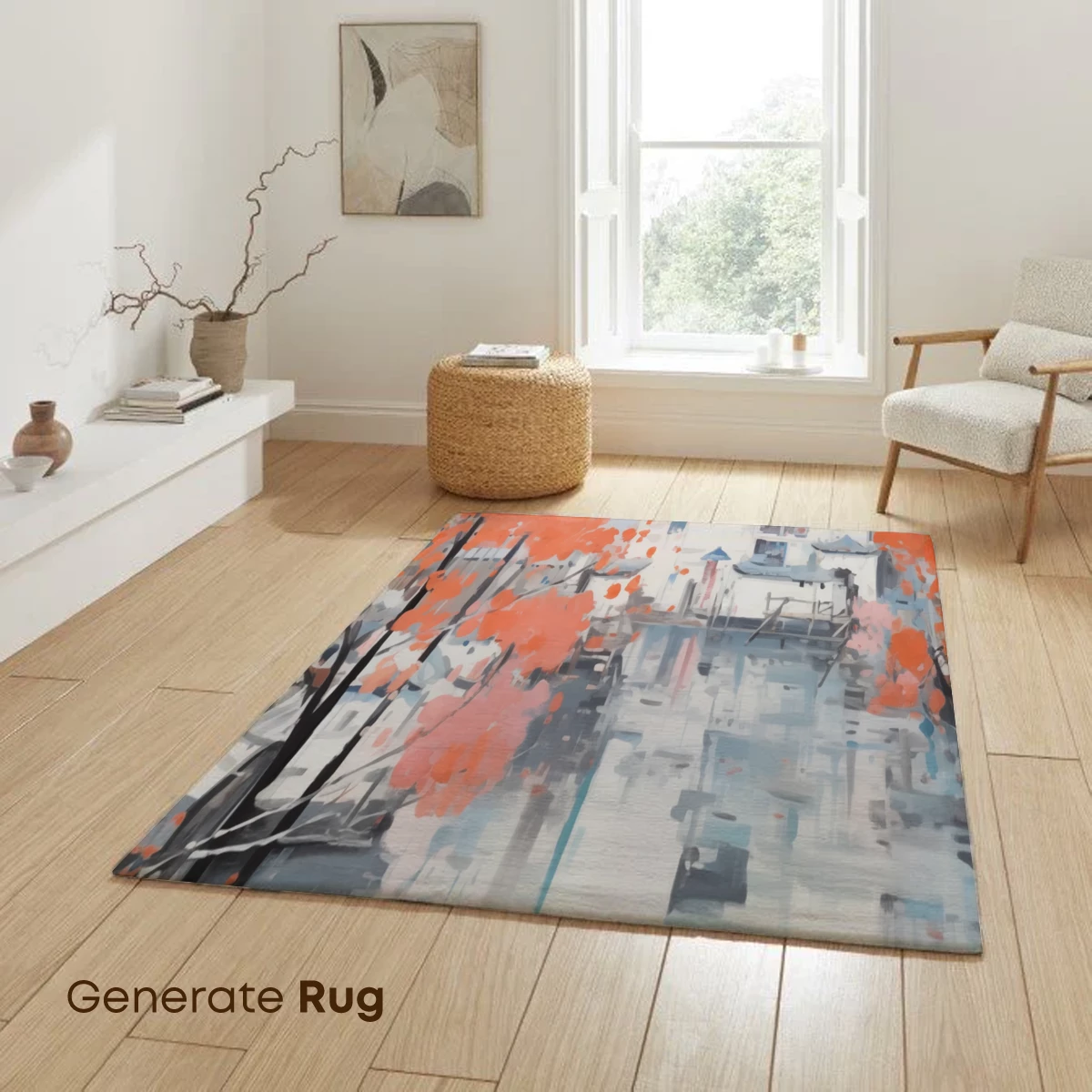 Autumnal Serenity: Rowboat Amidst Cherry Blossoms - Image 6