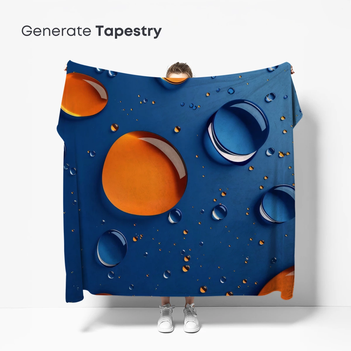 Glistening Spheres: Blue and Amber Droplets - Image 5