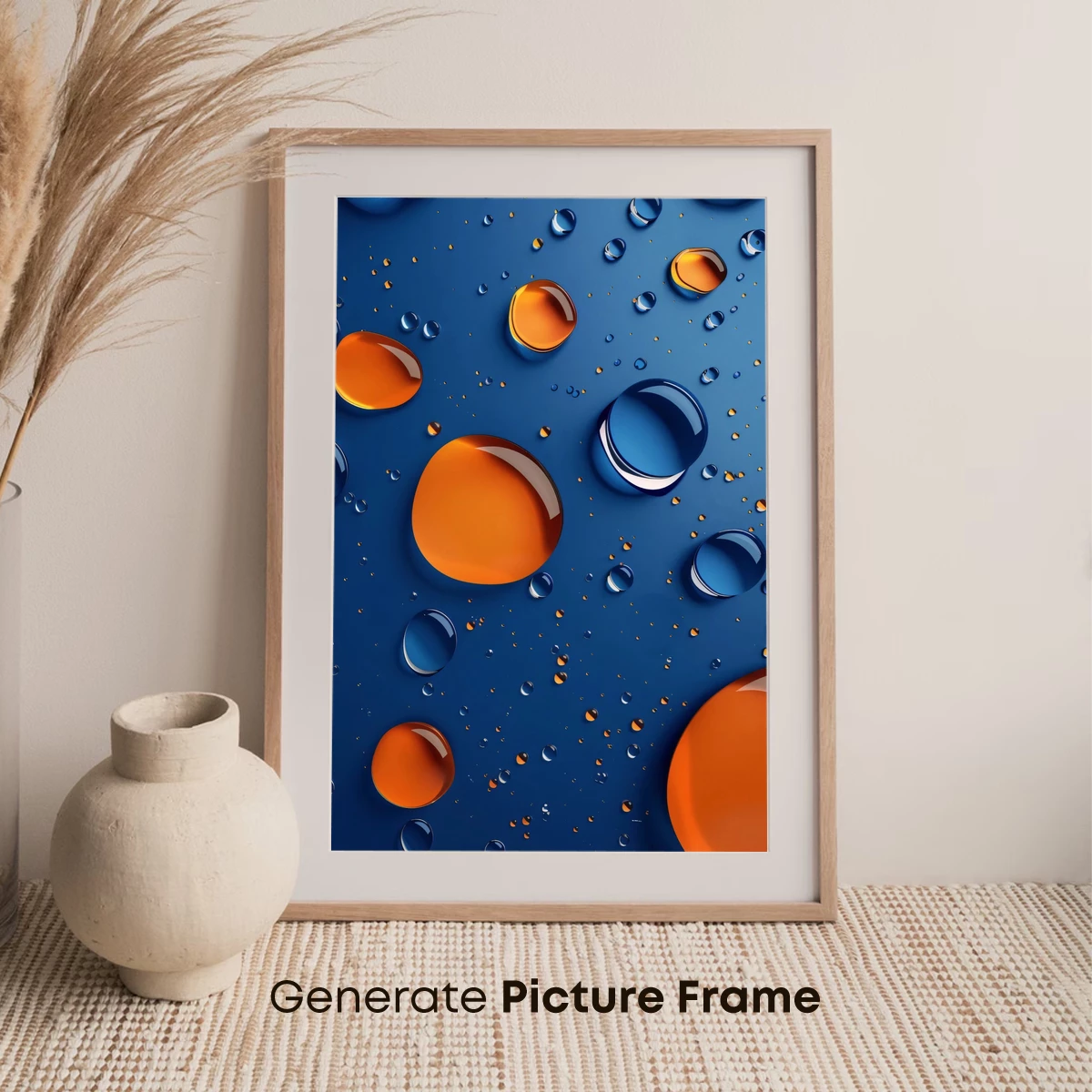 Glistening Spheres: Blue and Amber Droplets - Image 7