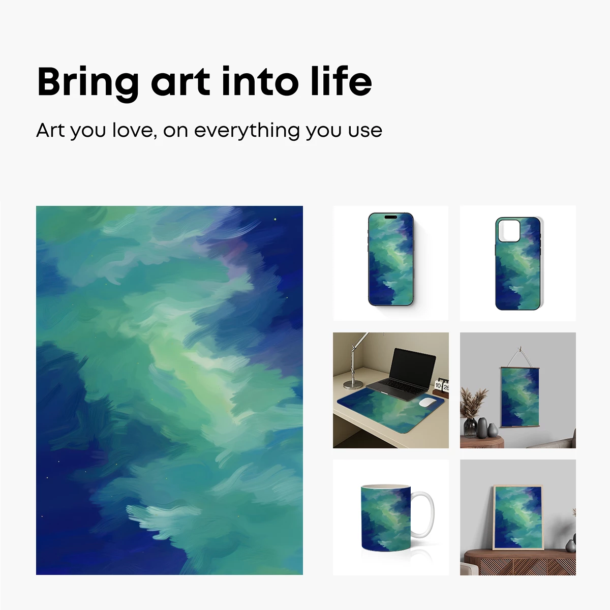 Aurora's Whisper: Ethereal Clouds in Teal and Blue - Image 2