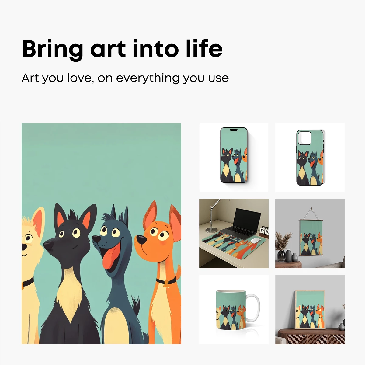 Canine Crew: Whimsical Dogs in Vibrant Harmony - Image 2