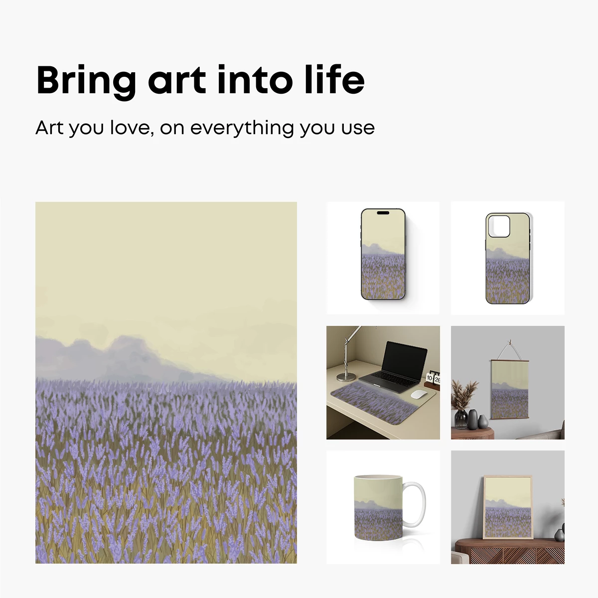 Lavender Fields Under Misty Skies - Image 2
