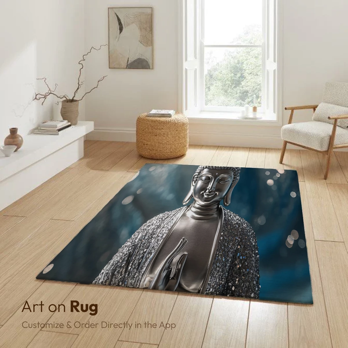 Glittering Silver Buddha: Serene Elegance in Sparkling Detail - Image 6