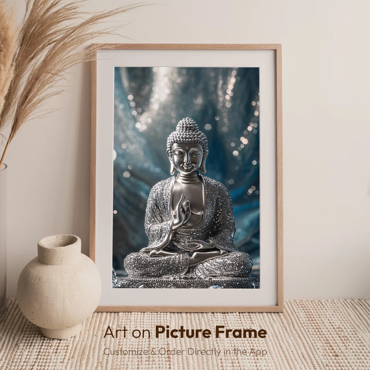 Glittering Silver Buddha: Serene Elegance in Sparkling Detail - Image 7