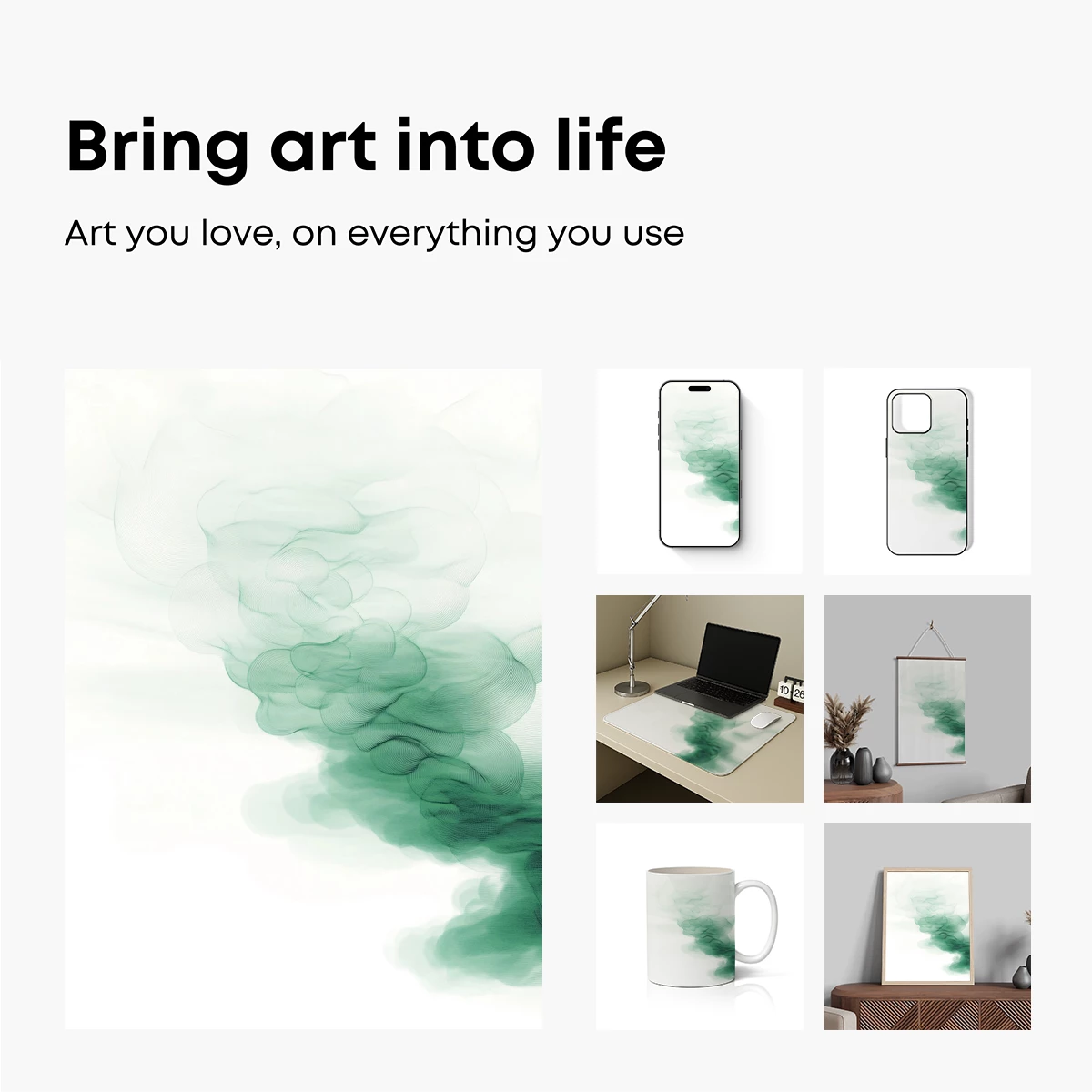 Emerald Whispers: Abstract Smoke Art