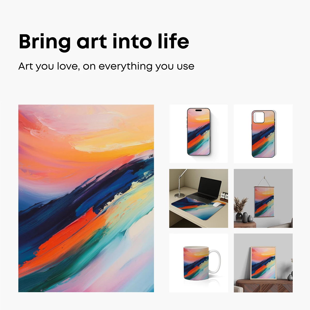 Abstract Sunset Symphony: Colorful Brushstrokes Blend - Image 2