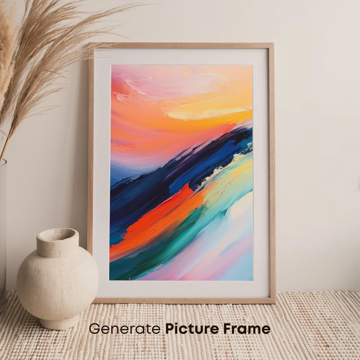 Abstract Sunset Symphony: Colorful Brushstrokes Blend - Image 7
