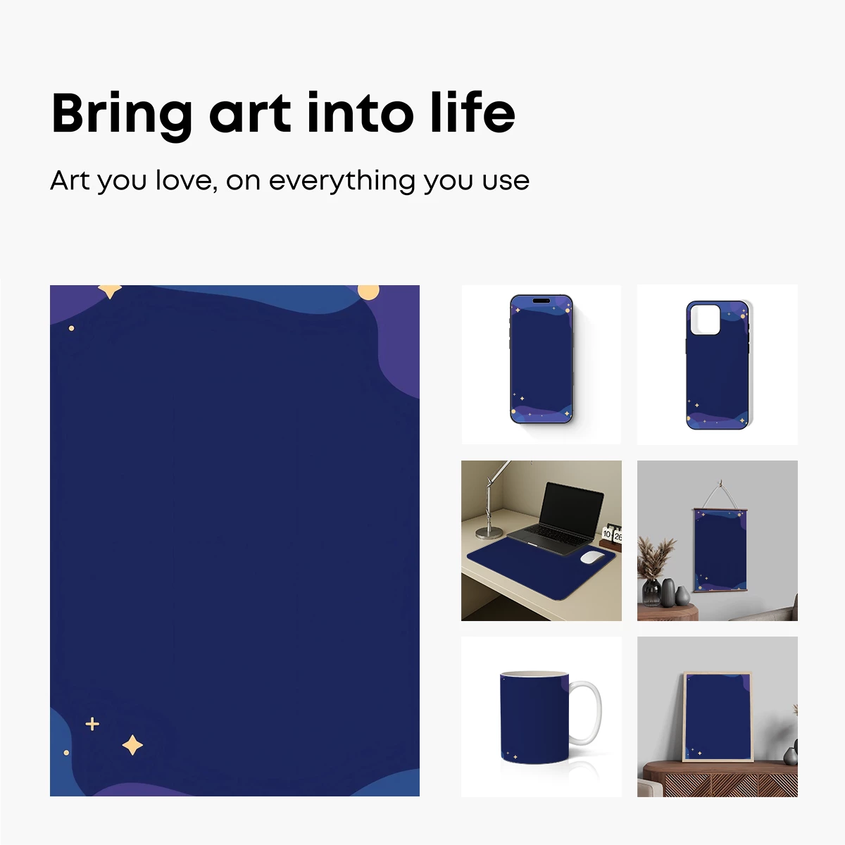 Cosmic Night Symphony: Abstract Stars and Waves - Image 2