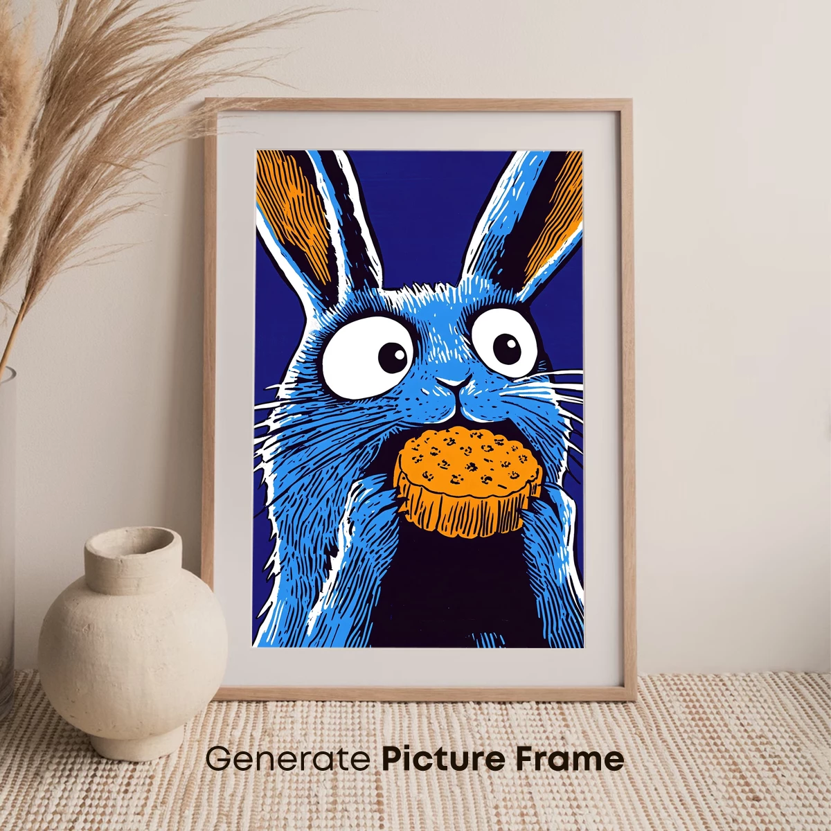 Blue Bunny with Cupcake: Whimsical Pop Art Delight - Image 7