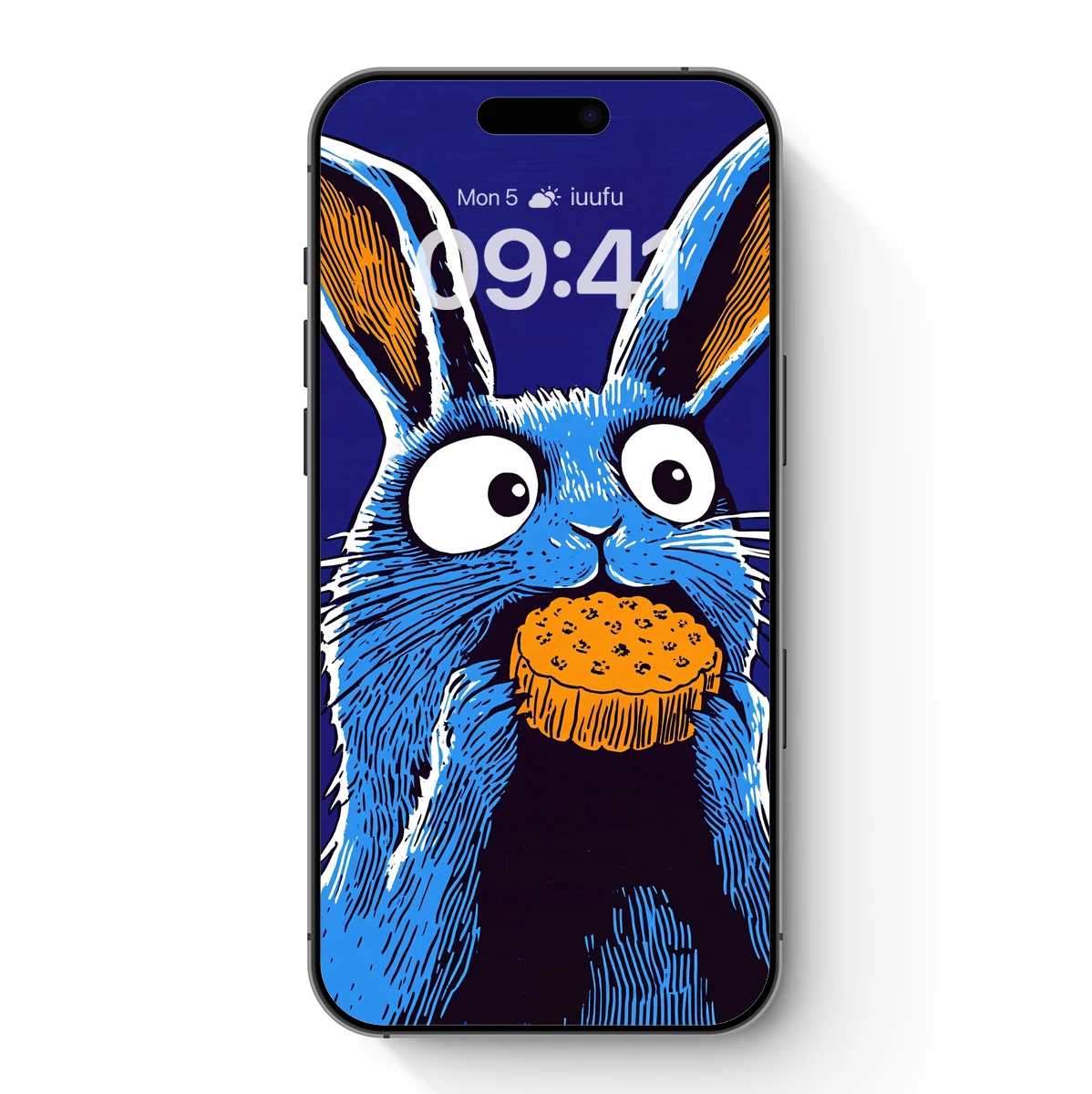 Blue Bunny with Cupcake: Whimsical Pop Art Delight