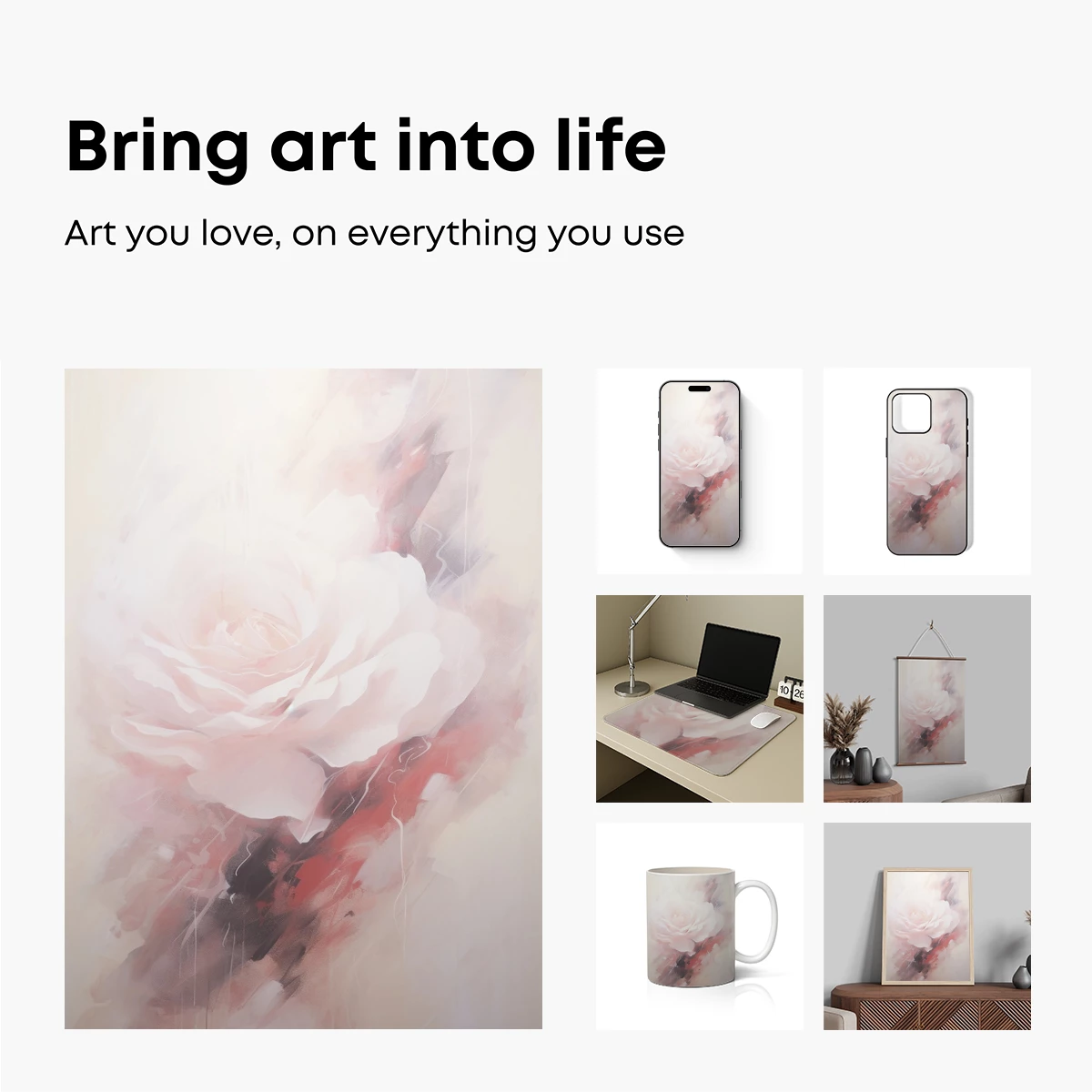 Ethereal Bloom: Abstract Rose in Soft Hues - Image 2