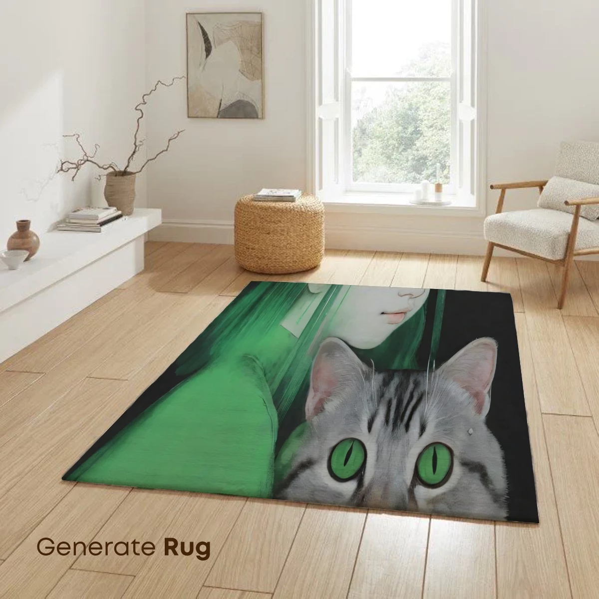 Green-Hued Cat Ears Embrace: A Surreal Duo - Image 6