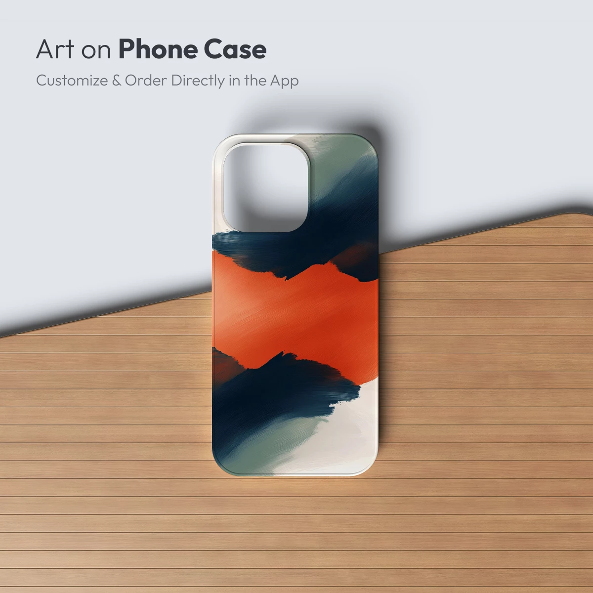 Abstract Horizon: Orange and Navy Brushstrokes - Image 3