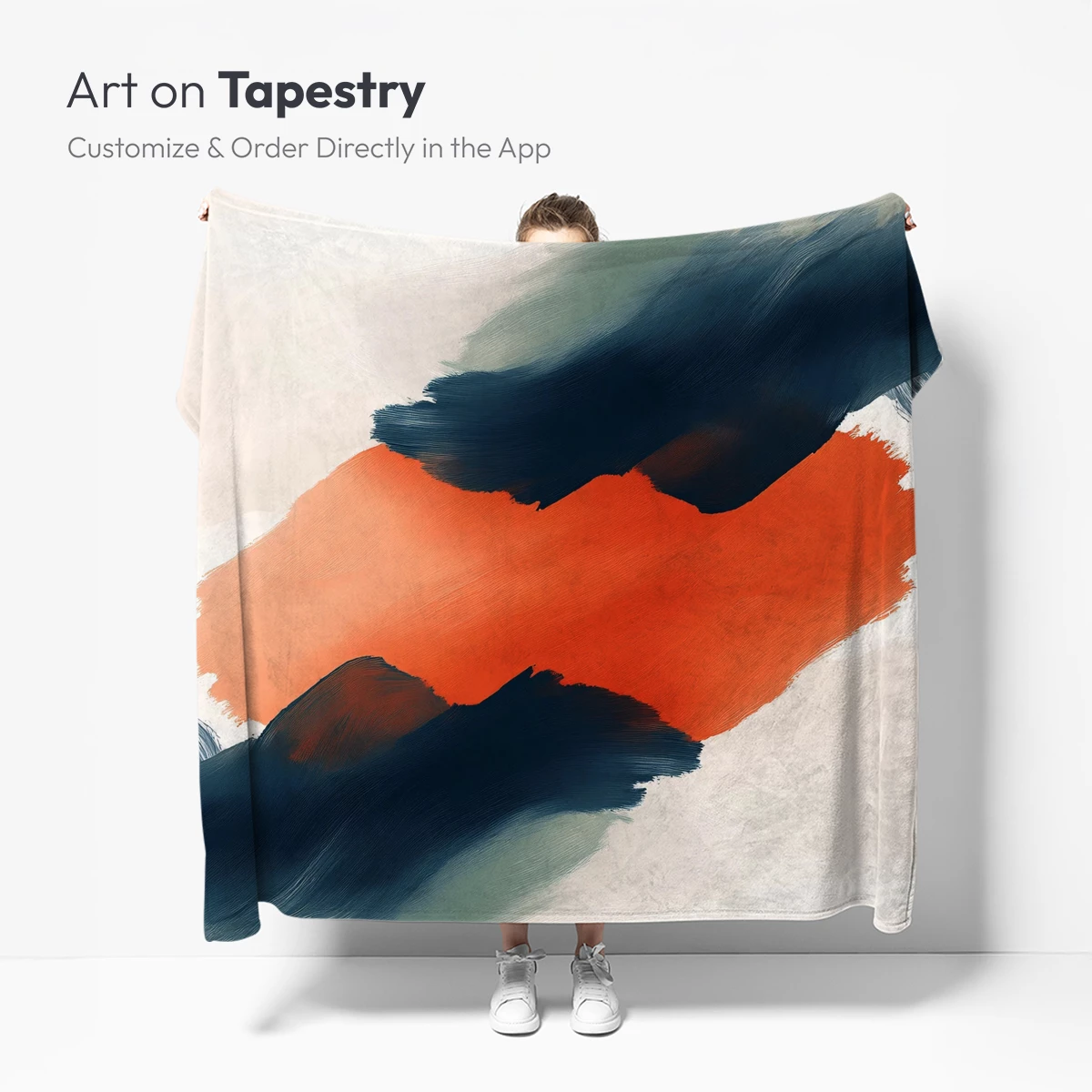 Abstract Horizon: Orange and Navy Brushstrokes - Image 5