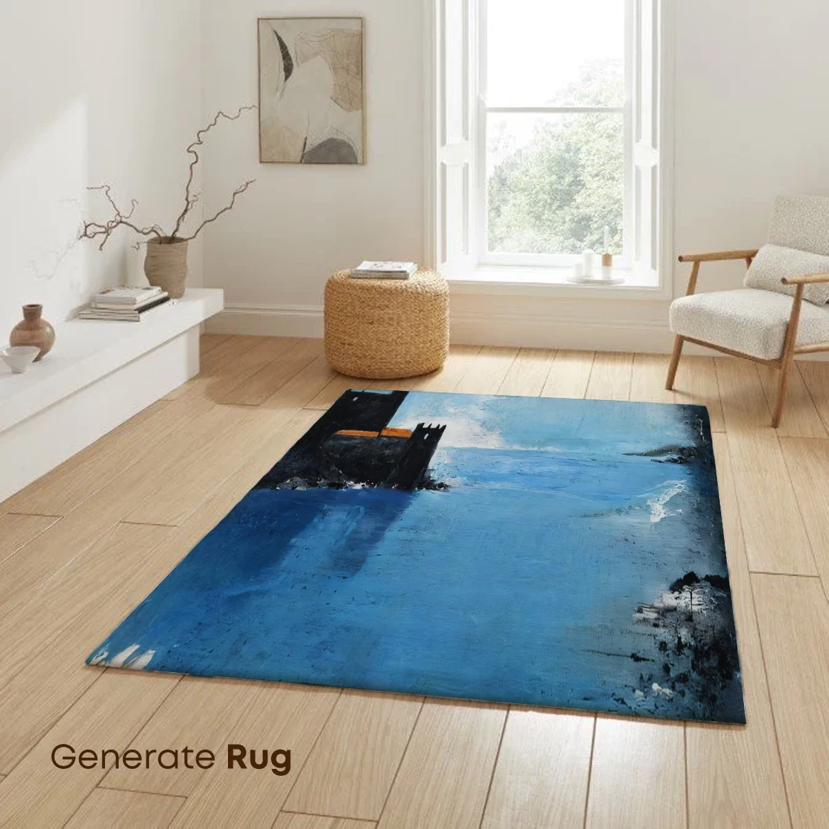 Blue Serenity: Coastal Flowers and Castle - Image 6