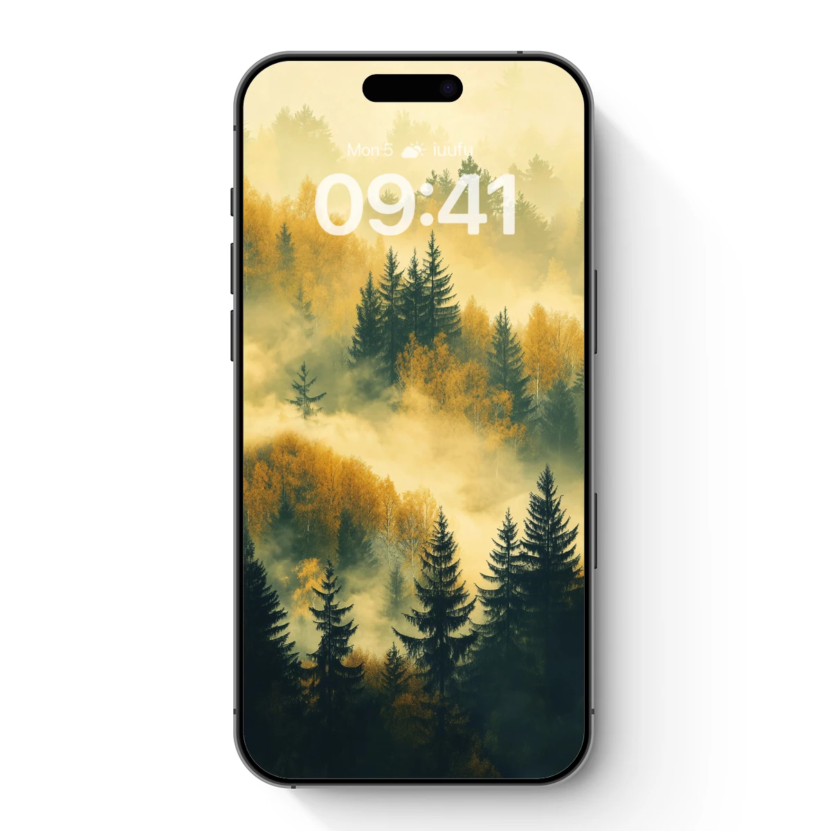 Misty Autumn Forest: Golden Haze and Evergreens